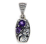 ¦Solid Sterling Silver Cut Out Cluster Amethyst Pendant FREE SHIPPING»  P44