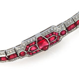 15.52 CT Natural Ruby & 0.77 CT Diamonds 18K White Gold Bracelet 7"