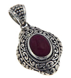 Solid Sterling Silver BALI RUBY Charm Pendant » P114