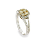 18K White Gold 0.82 CT Yellow & White Diamonds Engagement Ring Size 7 »N1221