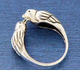 ▌925 Sterling Silver Kissing Love Bird Sparrows Size 4,5,6,7,8,9,10,11,12»R12/3
