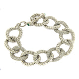 Judith Ripka  Sterling Silver CZ & Onyx Cable Toggle Link Bracelet Size 7" »U23