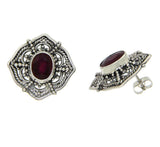 925 Sterling Silver Handmade Bali Ruby Earring » E222