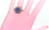 3.49 CT Blue Tanzanite & 1.85 CT Diamonds in 14K White Gold Cocktail Ring