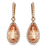 Fancy 18K Rose Gold 0.97 CT Diamonds 8.80 CT Morganite Tear Drop Earrings »N119