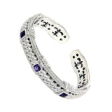 JUDITH RIPKA 925 Sterling Silver Amethyst Stones Bangle Size 7 Large»BO3