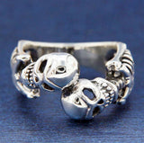 ▌Unisex 925 Sterling Silver Skeleton Skull Ring Size 7,8,9,10,11,12,13,14 »R105
