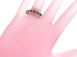 18K White Gold 0.32 CT Diamonds & 0.89 Emerald Wedding Band Ring Size 6.5 »BL19