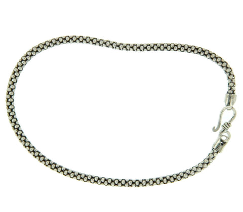 ▌Unisex 925 Sterling Silver Bali Popcorn 2.5mm Chain Bracelet Size 7.3/4" »B212