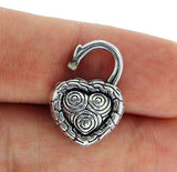Solid Sterling Silver Bali Heart Lock Charm for Bracelet & Necklace NEW » P37