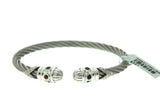925 STERLING SILVER STAINLESS  MULTICOLORED CZ&  BANGLE,6.5",»$$321