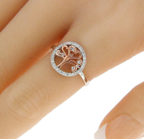 ▌925 Sterling Silver Tow Tone Wht CZ TREE OF LIFE Ring Size 4,5,6,7,8,9,10 » R91