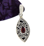 ¦Solid Sterling Silver Bali Cluster Marquise Shape Garnet Pendant » P412