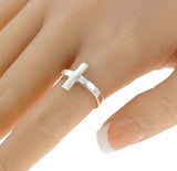 ▌Sterling Silver Plain SIDEWAYS CROSS Ring Size 3,4,5,6,7,8,9,10,11,12,13 »R54