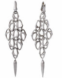 ESPO 925 Sterling Silver with Withe and Orange CZ Stone Earrings »U26