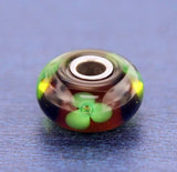 ¦AUTHENTIC TROLLBEADS Green Flower Glass Bead » U316