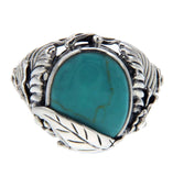 Solid Sterling Silver Turquoise Leaf Ring»R116