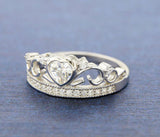▌Women's 925 Sterling Silver Heart CZ Crown Ring Size 5,6,7,8,9,10 »R12/9