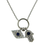 ¦Women's 925 Sterling Silver Evil Eye Hamsa Charms Necklace 16" to 18" »P65