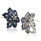 18K White Gold Diamonds & Invisible Set 34.26 CT Blue Sapphire  Earrings »BL3026