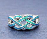 Women's 925 Sterling Silver Blue Opal Multi infinity Ring Size5,6,7,8,9,10»R133