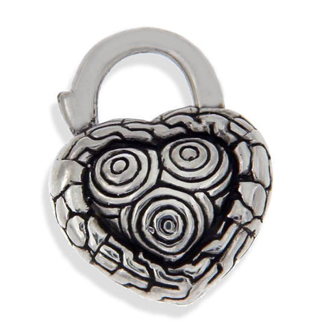 Solid Sterling Silver Bali Heart Lock Charm for Bracelet & Necklace NEW » P37