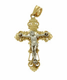 Solid 14k Tow Tone Gold INRI Latin Jesus Crucifix 27mm Height Cross Pendant»G120