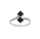 18K White Gold Diamonds and Sapphire Engagement Ring Size 6.5 »N120