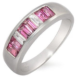 18K White Gold 0.20 CT Diamonds & 1 CT Pink Sapphire Wedding Band Ring »BL110