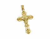 ¦Solid 14k Yellow Gold INRI Latin Jesus Crucifix 53 mm Height Cross Pendant »G16