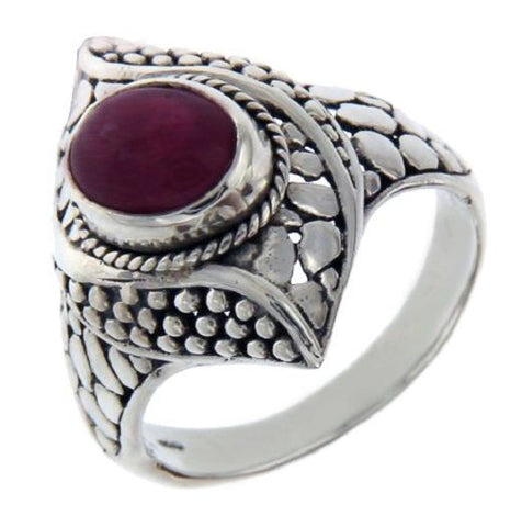 Solid Sterling Silver Ruby Pebble Bali Ring Size 9.5 » R319