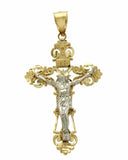 Solid 14k Tow Tone Gold INRI Latin Jesus Crucifix 1.8" Height Cross Pendant »G15