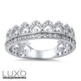 ▌925 Sterling Silver White CZ HEART CROWN Eternity Ring Size 4,5,6,7,8,9,10 »R56