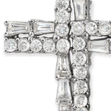 18K White Gold 0.83 CT Round & Baguette Diamonds Cross Necklace Size 18" »N18