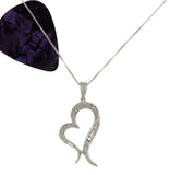 ¦925 Sterling Silver Natural Diamond Heart Pendant With 18" Chain Necklace»P419