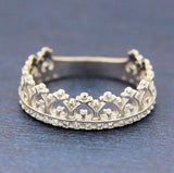 ▌925 Sterling Silver White CZ HEART CROWN Eternity Ring Size 4,5,6,7,8,9,10 »R56