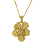 Auth Tiffany & Co. Vintage 18k Gold Wild Rose Dogwood Flower Necklace Size 16"