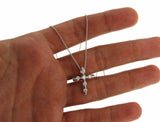 0.75 CT Round Diamonds 14K White Gold Cross Pendant Necklace Size 18" » U46