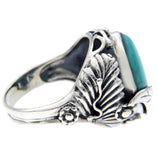 Solid Sterling Silver Turquoise Leaf Ring»R116