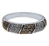 925 Sterling Silver Brown and White 0.75 CT Diamond Band Ring Size 7» R226