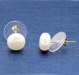 ¦14K Solid Gold 9 mm White Freshwater Pearl Stud Earring »GU118
