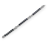 12.22 CT Natural Blue Sapphires & 0.72 CT Diamonds 18K White Gold Bracelet 7"