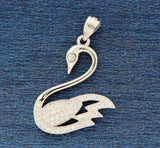 ▌Women's 925 Sterling Silver Pave Setting Fine CZ SWAN Pendant »P711