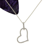 ¦Sterling Silver Studded &Diamond HEART Pendant With 18" Chain Necklace » P421