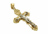 Solid 14k Tow Tone Gold INRI Latin Jesus Crucifix 27mm Height Cross Pendant»G120