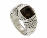 ¦Scott Kay 925 Sterling Silver Diamonds Smoke Topaz Ladies Ring Size 6.5 »U519