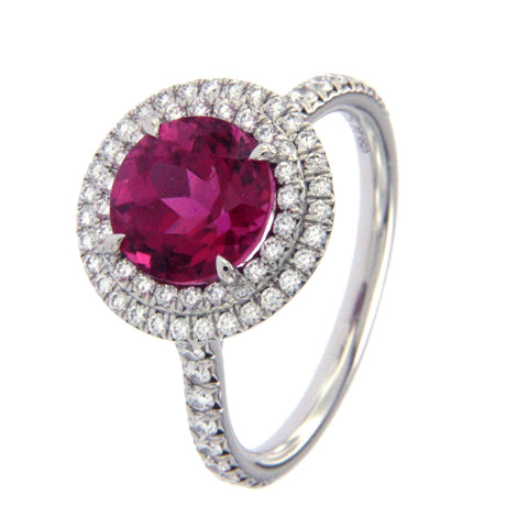 Tiffany & Co 690 Platinum Diamond 1.50 CT Rubellite Engagement Ring Siz 6 $8200