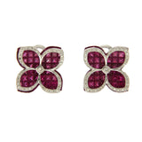 18K White Gold 0.32 CT Diamonds & Invisible 9.86 CT Ruby Earring »E3238
