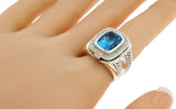 ▌Scott Kay 925 Sterling Silver Diamonds Blue Topaz Ladies Ring Size 6.5 »U412