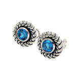 Authentic Scott Kay 925 Sterling Silver Blue Topaz Earrings »U21